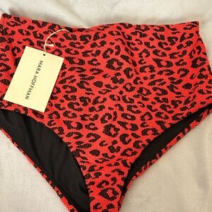 Mara Hoffman Red and Black High-Waist Bikini Bottom (NWT)